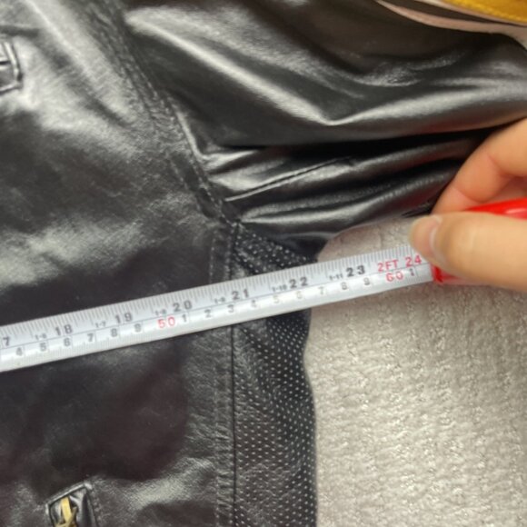 VTG 725 Original Biker Leather Bomber Jacket Motorcycle Black /Yellow Men L Read - Picture 8 of 15